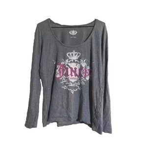 Vintage Juicy Couture Y2K Crown Long Sleeve Tee Grey pink